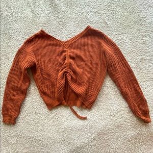Sincerely Jules cropped knit sweater with drawstring size Small rust color NWOT